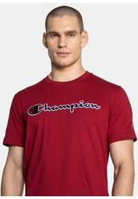 Koszulka męska czerwona Champion Organic Cotton Script Logo. Kolor: czerwony. Materiał: materiał