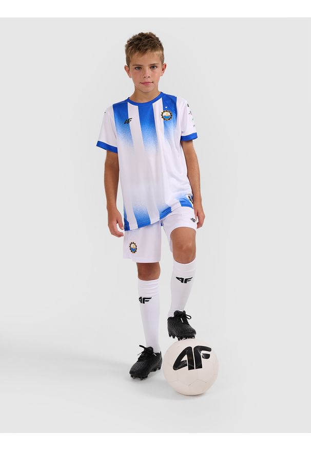 4f - 4F Koszulka klubowa domowa z sezonu 2025/26 dziecięca 4F x Stal Mielec - biała 134/140 (8-10 lat). Okazja: do domu. Kolor: biały. Materiał: dzianina, włókno. Wzór: gradientowy. Sezon: lato. Styl: młodzieżowy