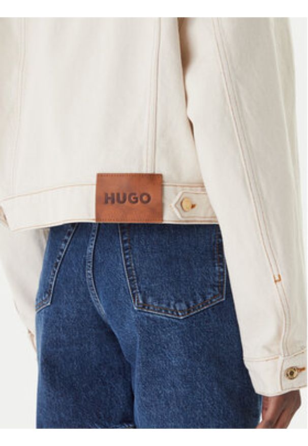 Hugo - HUGO Kurtka jeansowa Gisolia 50559618 Écru Relaxed Fit. Kolor: kremowy. Materiał: bawełna