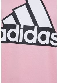Adidas - adidas T-shirt bawełniany kolor różowy. Okazja: na co dzień. Kolor: różowy. Materiał: bawełna. Wzór: nadruk. Styl: casual