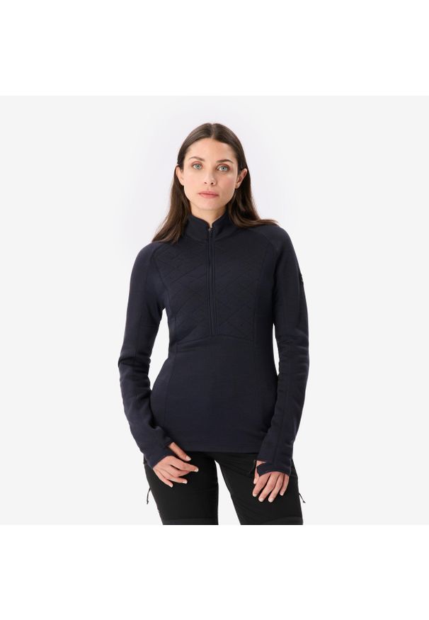 SIMOND - Koszulka damska trekkingowa z długim rękawem Merino Resist. Kolor: niebieski, wielokolorowy, czarny. Materiał: poliester, wełna, materiał, akryl, poliamid. Długość rękawa: długi rękaw. Długość: długie. Sport: turystyka piesza