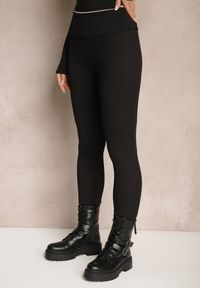 Renee - Czarne Legginsy Prążkowane High Waist Ocieplane Polarem Nelindor. Stan: podwyższony. Kolor: czarny. Materiał: polar, prążkowany. Styl: elegancki #3