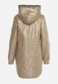 Born2be - Ciemnobeżowa Kurtka Pikowana Bemius. Kolor: beżowy. Materiał: materiał, wełna. Długość: długie #5