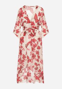 Born2be - Czerwona Bawełniana Sukienka Kopertowa o Asymetrycznym Kroju z Wiązanym Paskiem Niteira. Okazja: na co dzień, na randkę. Typ kołnierza: dekolt w kształcie V. Kolor: czerwony. Materiał: bawełna. Typ sukienki: asymetryczne, kopertowe. Styl: casual #5