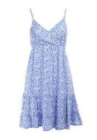 Born2be - Niebieska Sukienka Phaedryllis. Kolor: niebieski. Materiał: wiskoza. Długość rękawa: na ramiączkach. Wzór: nadruk. Typ sukienki: kopertowe. Długość: mini
