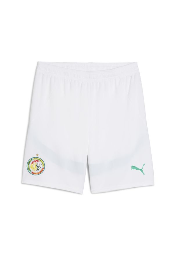 Puma - Męskie szorty Senegal 2025 PUMA White Sport Green. Kolor: zielony, biały, wielokolorowy. Wzór: aplikacja. Sport: piłka nożna