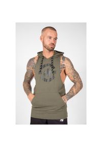 GORILLA WEAR - Tank Top fitness męski Gorilla Wear Lawrence Hooded z kapturem. Typ kołnierza: kaptur. Kolor: zielony. Długość rękawa: bez rękawów. Sport: fitness #1