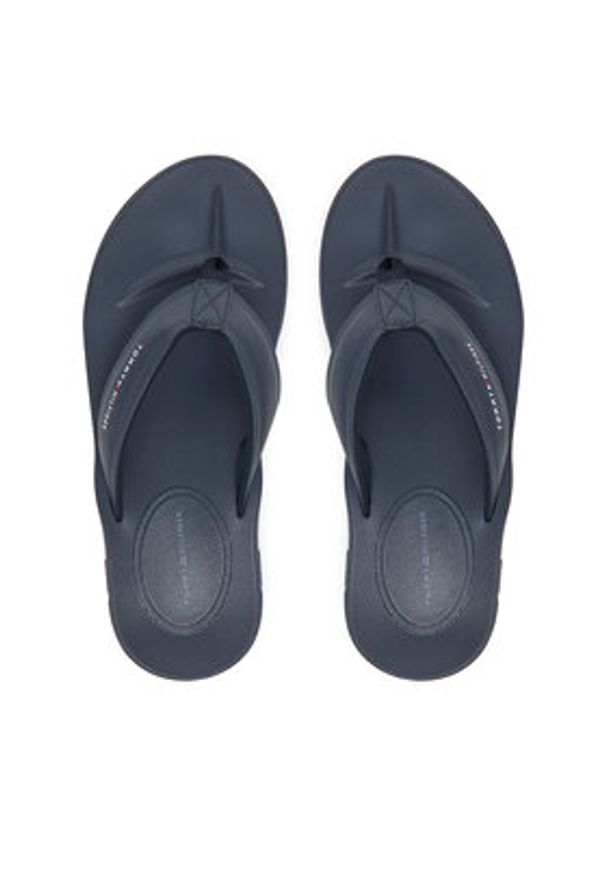 TOMMY HILFIGER - Tommy Hilfiger Japonki Molded Comfort Th Beach Sandal FM0FM05508 Granatowy. Kolor: niebieski. Materiał: skóra