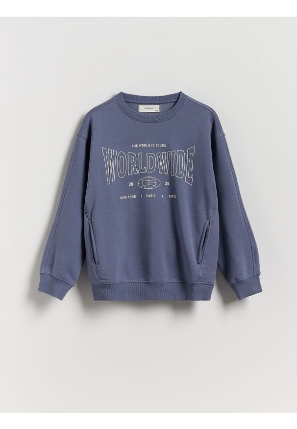 Reserved - Bluza oversize - fioletowy. Kolor: fioletowy. Materiał: bawełna, dzianina