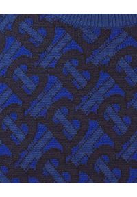Burberry - BURBERRY - Niebieski sweter z monogramem. Kolor: niebieski. Materiał: wełna. Długość rękawa: długi rękaw. Długość: długie