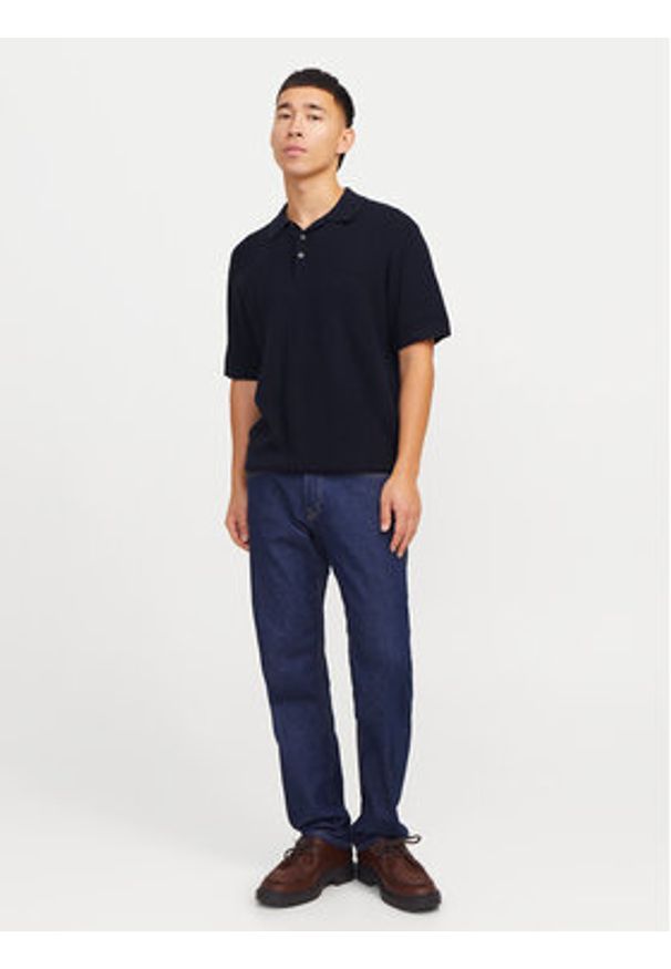 Jack & Jones Polo Cooper 12271483 Granatowy Regular Fit. Typ kołnierza: polo. Kolor: niebieski. Materiał: bawełna