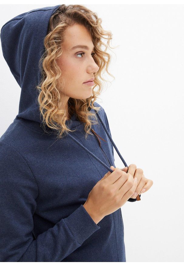 bonprix - Bluza rozpinana z kapturem. Typ kołnierza: kaptur. Kolor: niebieski