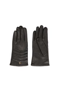 Kazar - Eleganckie skórzane rękawiczki z pikowanym przeszyciem. Kolor: czarny. Materiał: skóra. Styl: elegancki #2