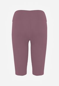 Renee - Fioletowe Szorty Bikery High Waist z Wyszczuplającym Pasem Briarrose. Okazja: na co dzień. Stan: podwyższony. Kolor: fioletowy. Materiał: len. Styl: sportowy, casual #3