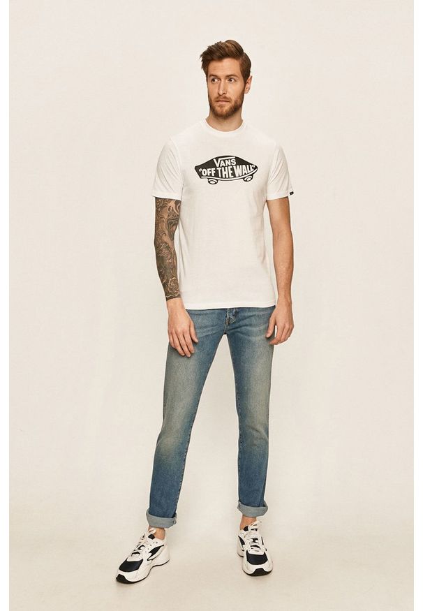 Vans - T-shirt. Kolor: biały. Materiał: dzianina. Wzór: nadruk