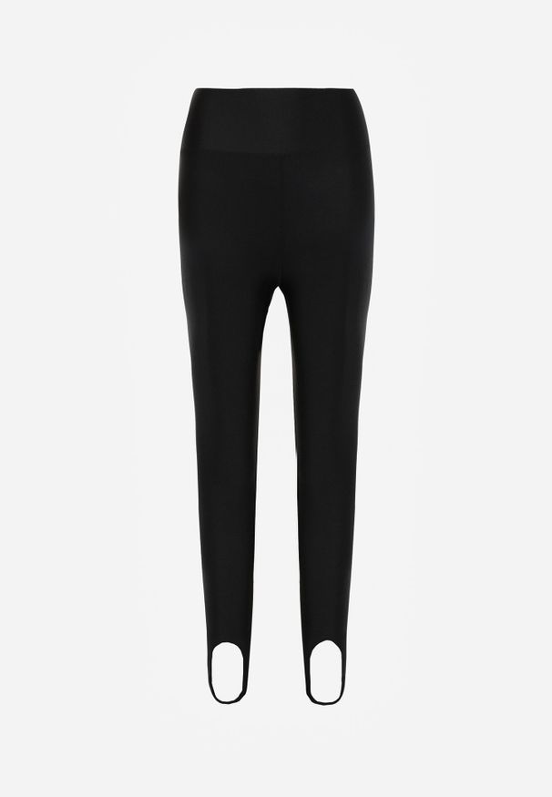 Born2be - Czarne Legginsy z Wysokim Stanem Zakończone Zapiętkami Evalla. Okazja: na co dzień. Stan: podwyższony. Kolor: czarny. Styl: casual
