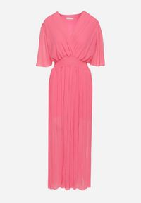 Born2be - Fuksjowy Plisowany Kombinezon o Kopertowym Kroju z Gumką w Talii Ameddie. Okazja: na co dzień. Kolor: różowy. Styl: elegancki, casual #7