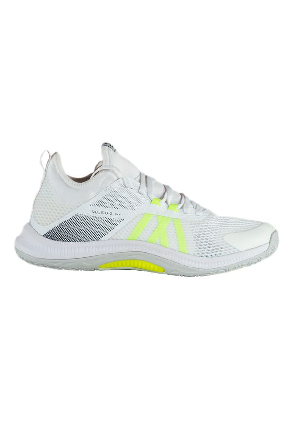 ALLSIX - Buty do siatkówki męskie Allsix 500 FIT. Kolor: zielony, żółty, szary, biały, wielokolorowy. Materiał: kauczuk. Szerokość cholewki: normalna. Sport: siatkówka