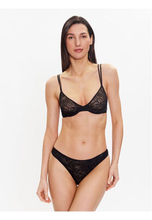 Calvin Klein Underwear Stringi 000QF6878E Czarny. Kolor: czarny. Materiał: syntetyk