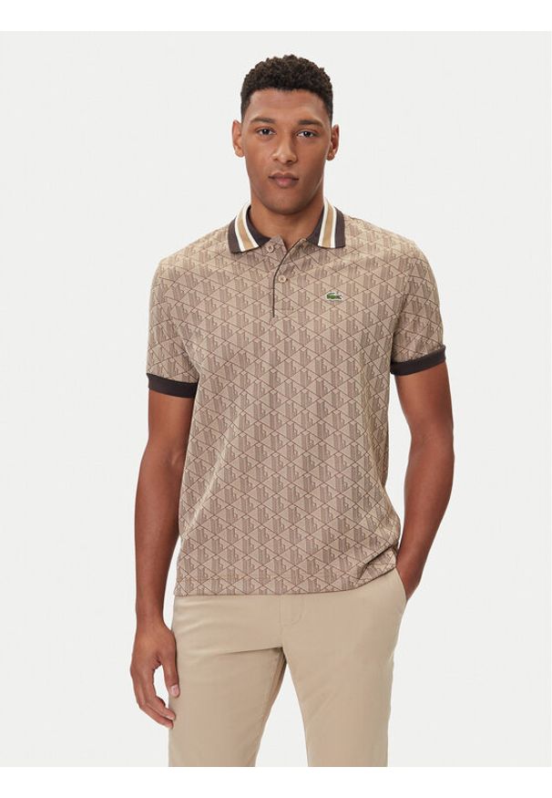 Lacoste Polo DH1417 Beżowy Regular Fit. Typ kołnierza: polo. Kolor: beżowy. Materiał: syntetyk