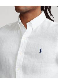 Ralph Lauren - RALPH LAUREN - Biała lniana koszula Lightweight Slim Fit. Typ kołnierza: polo. Kolor: biały. Materiał: len. Długość rękawa: długi rękaw. Długość: długie. Wzór: haft. Styl: elegancki #5