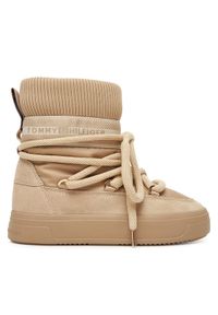TOMMY HILFIGER - Tommy Hilfiger Śniegowce Tommytech Logotape Snowboot Warm FW0FW08998 Beżowy. Kolor: beżowy. Materiał: materiał