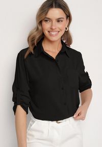 Born2be - Czarna Koszula z Regulacją przy Rękawach Adevere. Okazja: na co dzień. Typ kołnierza: kołnierzyk klasyczny. Kolor: czarny. Materiał: jeans. Długość rękawa: długi rękaw. Długość: długie. Styl: klasyczny, elegancki, casual #4