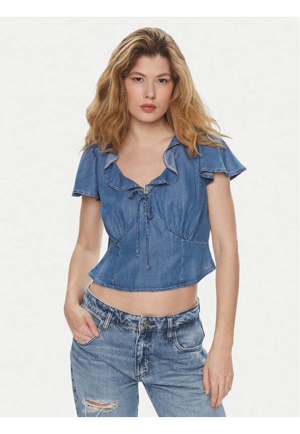 Levi's® Bluzka Mylene A7623-0003 Niebieski Slim Fit. Kolor: niebieski. Materiał: lyocell