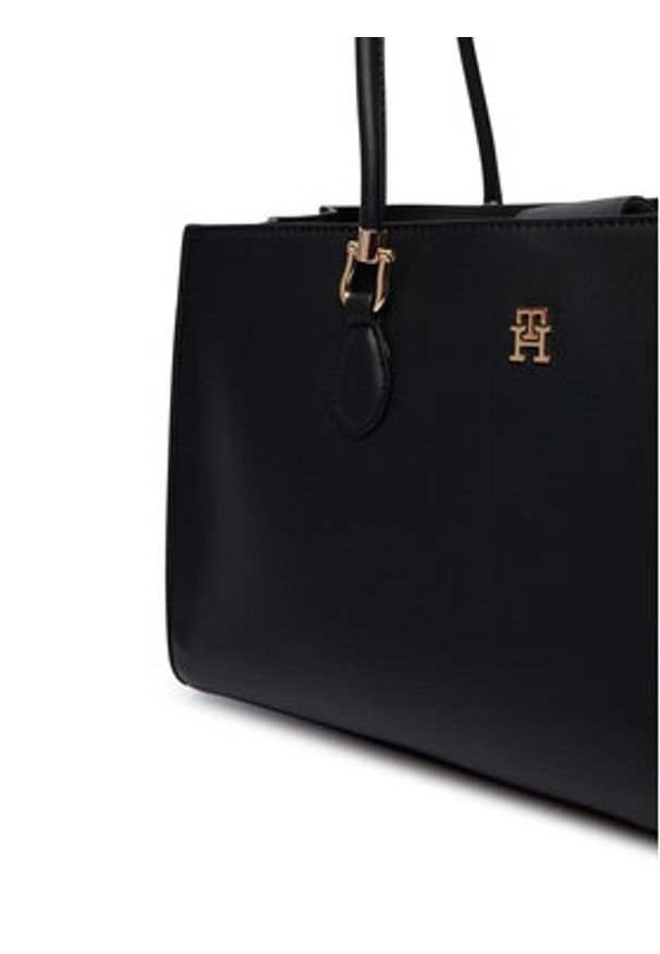 TOMMY HILFIGER - Tommy Hilfiger Torebka Th Grace Satchel AW0AW18750 Czarny. Kolor: czarny. Materiał: skórzane
