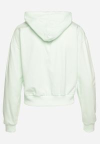 Born2be - Miętowa Bluza z Dodatkiem Bawełny z Kapturem Wykończona Ściągaczami Evista. Okazja: na co dzień, na spotkanie biznesowe. Typ kołnierza: kaptur. Kolor: miętowy. Materiał: bawełna. Styl: biznesowy, elegancki, casual