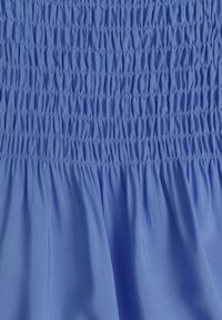 Renee - Niebieska Bawełniana Sukienka na Ramiączkach z Gumką w Pasie o Rozkloszowanym Kroju Holfea. Okazja: na co dzień, do pracy, na spacer. Kolor: niebieski. Materiał: bawełna. Długość rękawa: na ramiączkach. Sezon: lato. Typ sukienki: rozkloszowane, proste. Styl: casual, klasyczny, elegancki #5