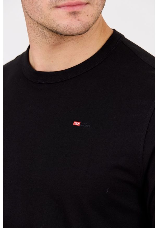 Diesel - DIESEL Czarny longsleeve męski T-ADJUST-LS-MICRODIV. Kolor: czarny. Materiał: bawełna, materiał, elastan. Długość rękawa: długi rękaw. Długość: długie