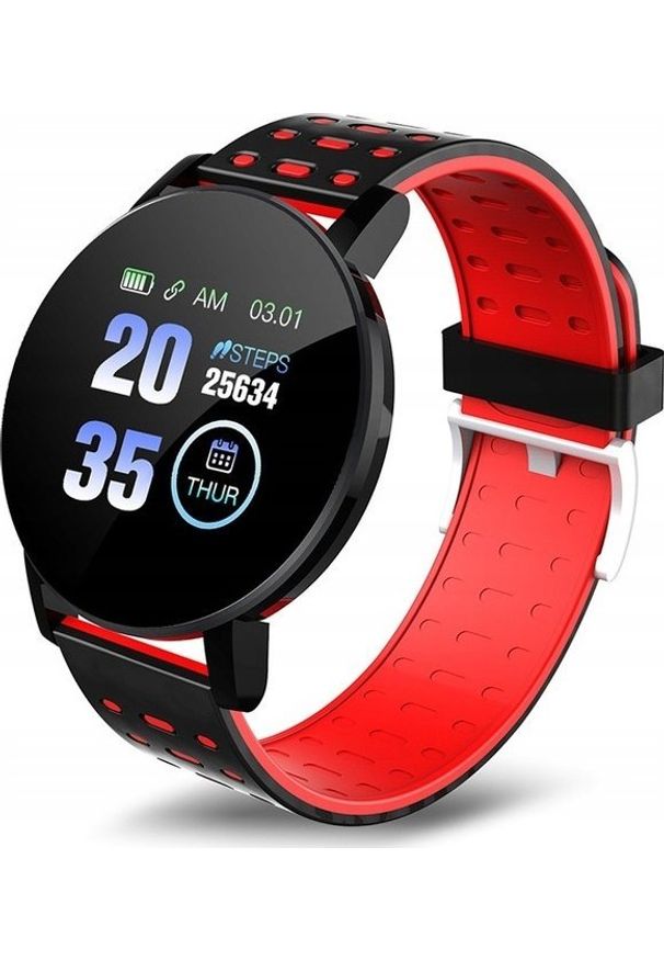 Smartwatch ZeeTech 119+ Czarno-czerwony. Rodzaj zegarka: smartwatch. Kolor: czerwony, wielokolorowy, czarny