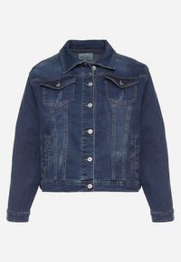 Born2be - Niebieska Jeansowa Kurtka z Bawełną Ozdobiona Przetarciami Ziarina. Okazja: na co dzień. Kolor: niebieski. Materiał: bawełna, jeans. Wzór: aplikacja. Styl: klasyczny, elegancki, casual