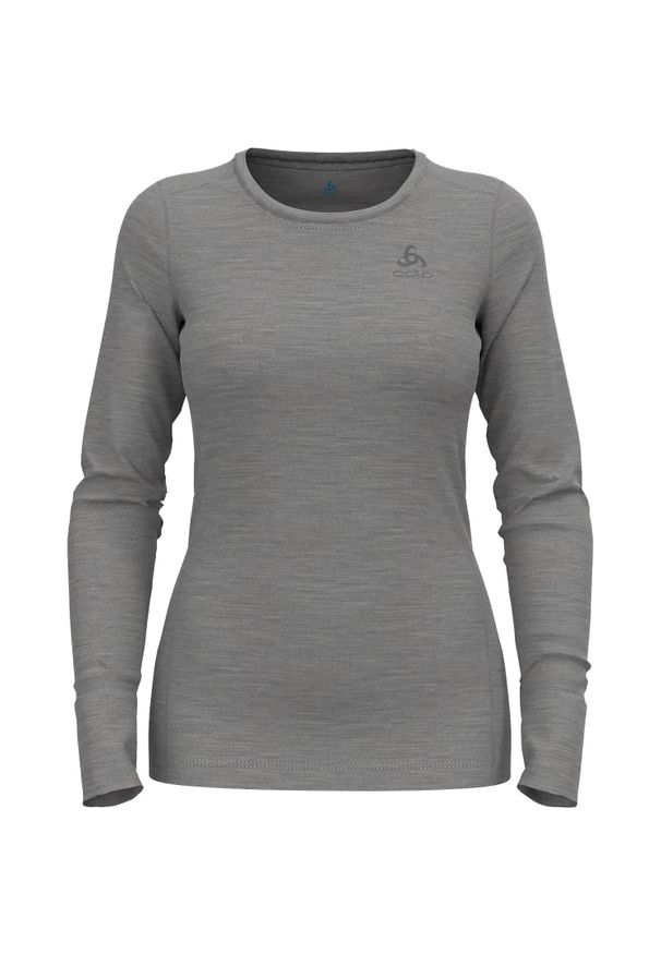Koszulka damska Odlo BL TOP crew neck l/s MERINO 200. Kolor: szary. Materiał: wełna. Długość rękawa: długi rękaw. Długość: długie. Sport: bieganie