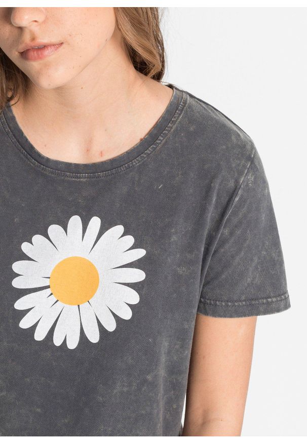 bonprix - T-shirt z czystej bawełny organicznej. Kolor: szary. Materiał: bawełna. Wzór: nadruk