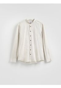 Reserved - Koszula slim fit ze stójką - beżowy. Typ kołnierza: kołnierzyk stójkowy. Kolor: beżowy. Materiał: tkanina, bawełna #1