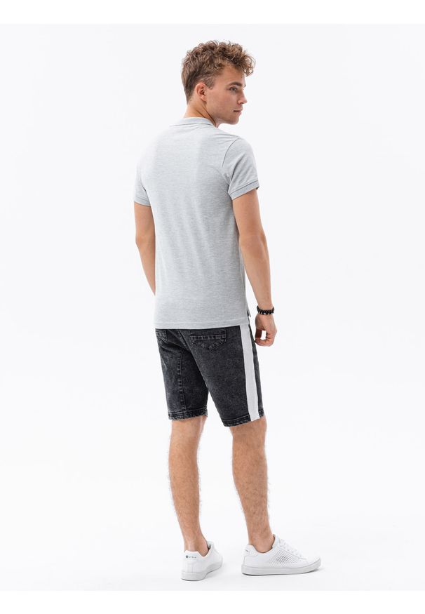 Szara koszulka polo Ombre Clothing polo, z haftami, klasyczna