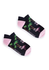 Wittchen - Damskie skarpety we flamingi i palmy. Kolor: różowy, wielokolorowy, niebieski. Materiał: bawełna #1