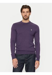 U.S. Polo Assn. Sweter MUP2961 Fioletowy Regular Fit. Typ kołnierza: polo. Kolor: fioletowy. Materiał: bawełna