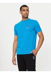 Karl Lagerfeld - KARL LAGERFELD T-Shirt 755400 Niebieski Regular Fit. Typ kołnierza: dekolt w karo. Kolor: niebieski. Materiał: bawełna
