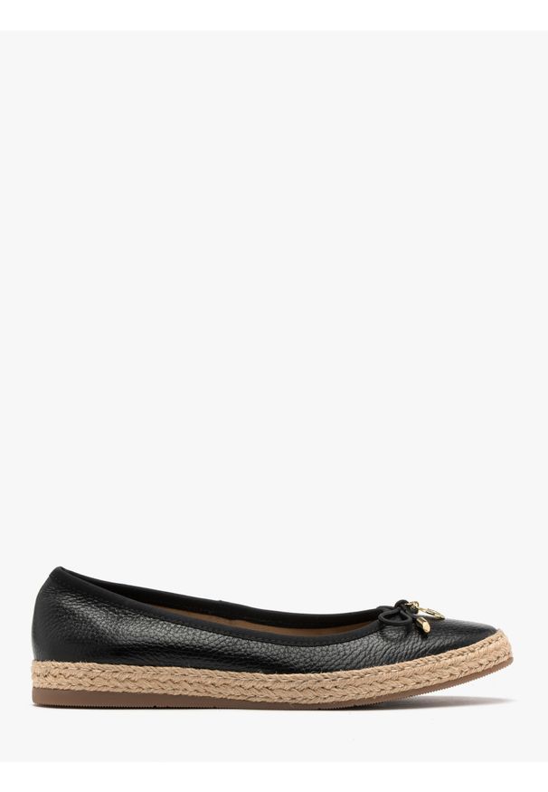Ryłko - Czarne espadryle z ozdobną kokardą DINA. Nosek buta: okrągły. Kolor: czarny. Materiał: skóra. Styl: street