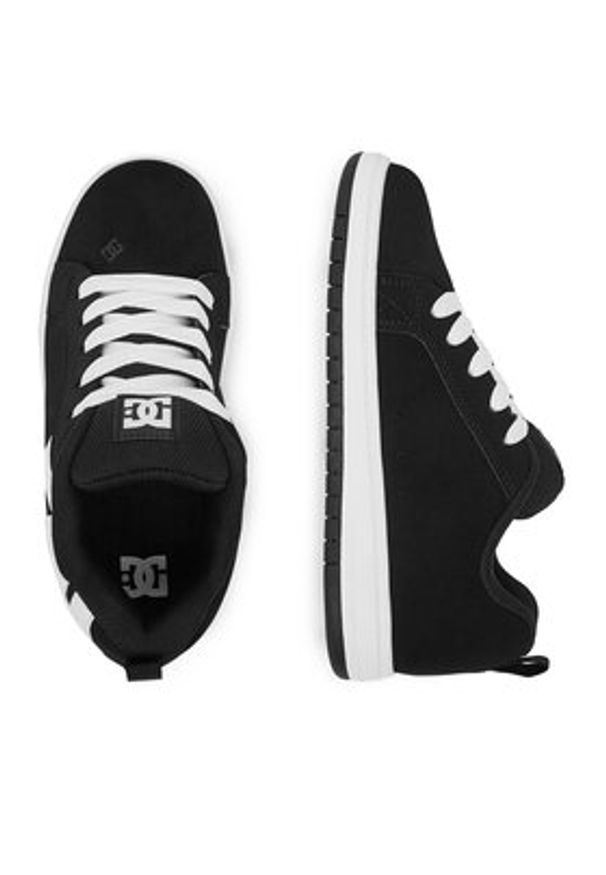 DC Shoes Sneakersy COURT GRAFFIK ADBS100207-BKW Czarny. Kolor: czarny. Materiał: skóra, nubuk