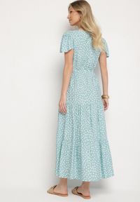 Born2be - Jasnoniebieska Sukienka z Bawełną i Geometrycznym Wzorem Lunavella. Okazja: na spacer, na co dzień. Kolor: niebieski. Materiał: bawełna. Wzór: geometria. Sezon: lato. Typ sukienki: proste. Styl: casual, elegancki #3