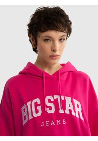 Big-Star - Bluza damska z kapturem różowa Rubialsa 602. Okazja: na co dzień. Typ kołnierza: kaptur. Kolor: różowy. Materiał: bawełna. Wzór: haft. Styl: casual, klasyczny #3