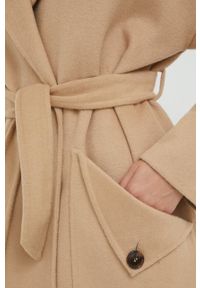 Silvian Heach płaszcz wełniany kolor beżowy przejściowy oversize. Kolor: beżowy. Materiał: wełna #5