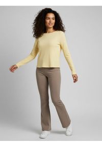 Sinsay - Bawełniana prążkowana bluzka z długim rękawem - żółty. Kolor: żółty. Materiał: prążkowany, bawełna. Długość rękawa: długi rękaw. Długość: długie #1