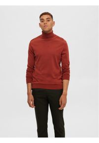 Selected Homme Golf 16074684 Pomarańczowy Regular Fit. Typ kołnierza: golf. Kolor: pomarańczowy. Materiał: bawełna
