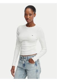 Tommy Jeans Bluzka DW0DW22783 Biały Slim Fit. Kolor: biały. Materiał: bawełna #1