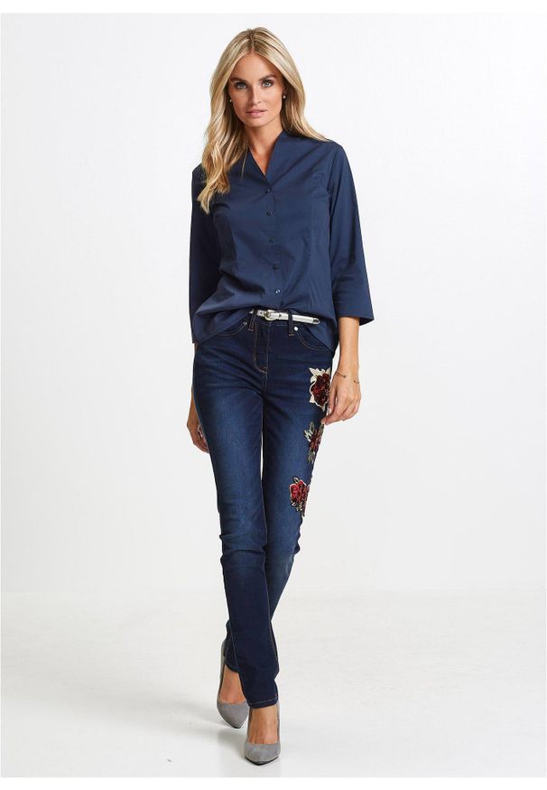 bonprix - Bluzka ze stójką. Typ kołnierza: kołnierzyk stójkowy. Kolor: niebieski